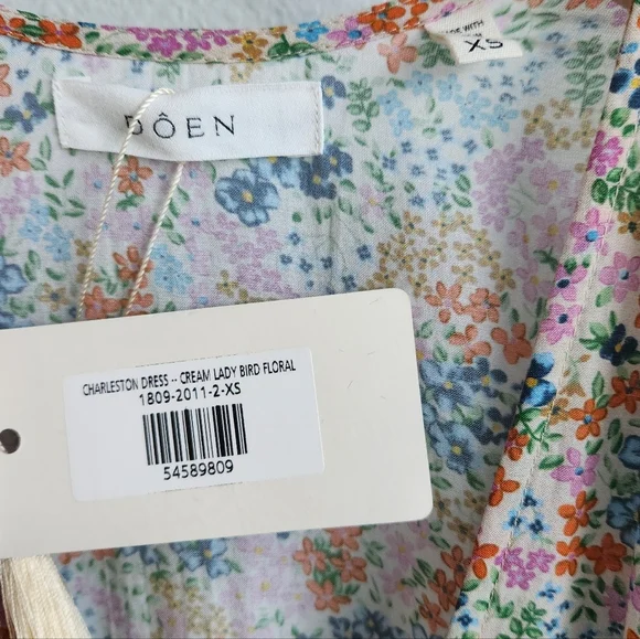 Doen Charleston Dress Creme Lady Bird floral Size XS NWT - Picture 7 of 10